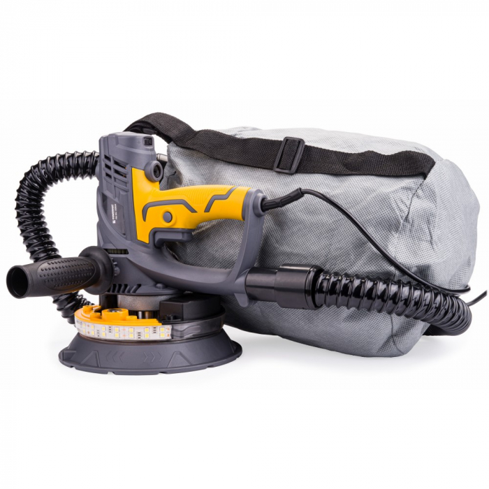 Masina aparat de slefuit orbital pereti tavan rigips glet 1500W 180mm cu aspirare slefuitor aspirant furtun sac LED (PM0801) [4]