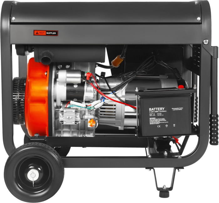 Generator diesel trifazat 8kW, 230V/400V, pornire electrica, cadru metalic cu roti (KD3245) [6]
