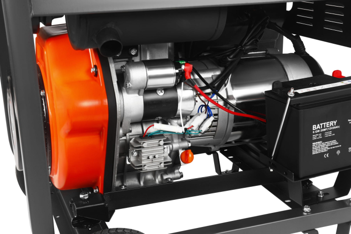 Generator diesel trifazat 8kW, 230V/400V, pornire electrica, cadru metalic cu roti (KD3245) [26]
