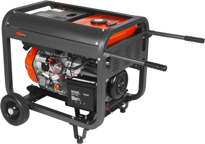 Generator diesel trifazat 8kW, 230V/400V, pornire electrica, cadru metalic cu roti (KD3245) [15]