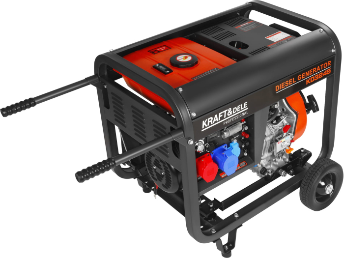 Generator diesel trifazat 8kW, 230V/400V, pornire electrica, cadru metalic cu roti (KD3245) [13]