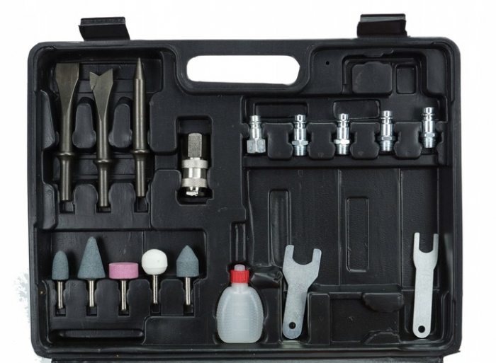Trusa set scule pneumatice 33 piese aer comprimat, pistol clichet impact polizor drept ciocan (12206) [4]