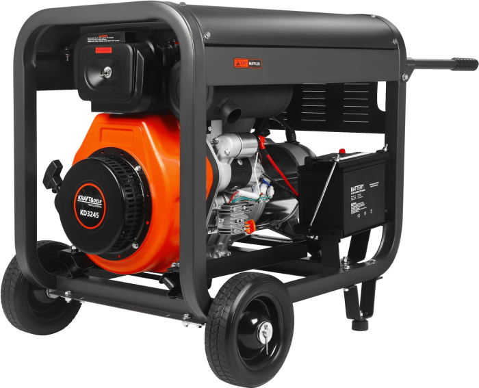 Generator diesel trifazat 8kW, 230V/400V, pornire electrica, cadru metalic cu roti (KD3245) [11]