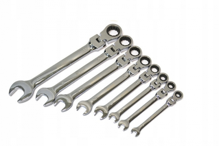 Set 8 chei cu clichet articulate 8-22mm 8bucati piese, cap flexibil, Chrome-Vanadium Cr-V (16208) [2]
