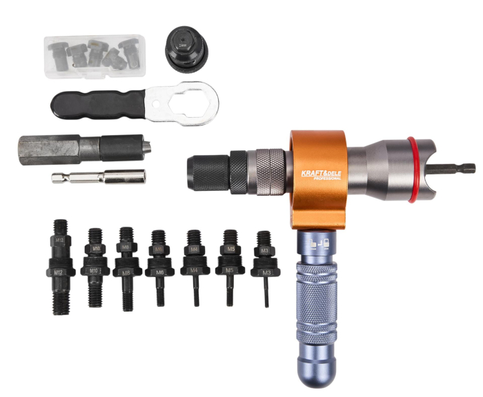 Trusa adaptor aparat gaurit filetanta pentru nituit M3-M12 2.4-6.4mm (KD5470) [2]