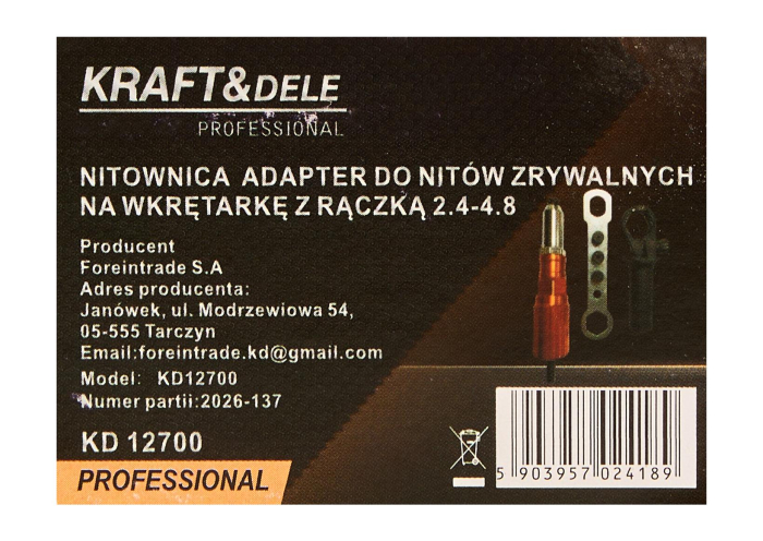 Adaptor nituitor pentru bormasina si surubelnita, 2,4-4,8 mm (KD12700) [20]