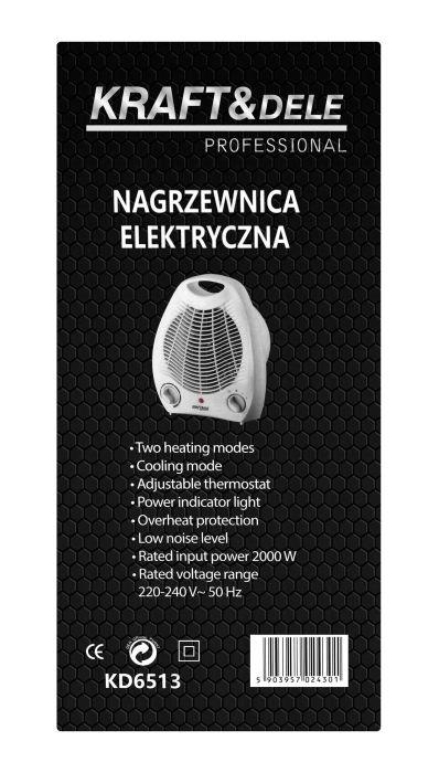 Aeroterma electrica 2000W cu termostat reglabil si functie aer rece (KD6513) [12]