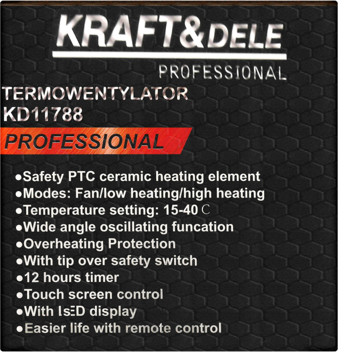 Aeroterma termoventilator incalzitor 2000w vertical cu telecomanda (KD11788) [16]