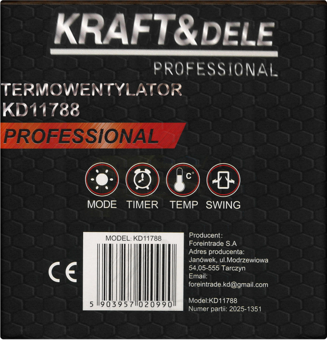 Aeroterma termoventilator incalzitor 2000w vertical cu telecomanda (KD11788) [17]