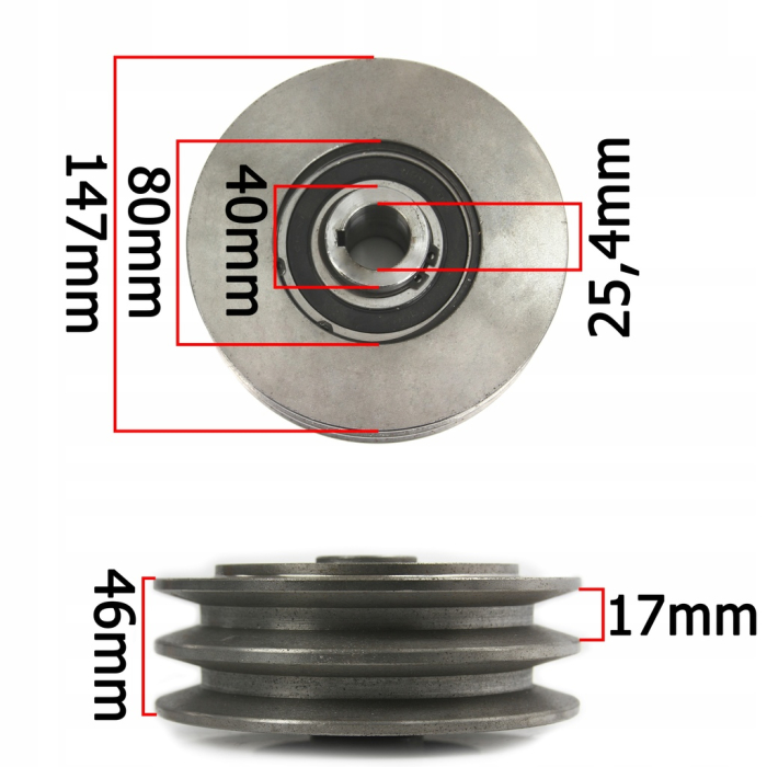 Ambreiaj centrifug 147mm x 25.4mm cu 2 canale pentru curele (M79482A) [5]