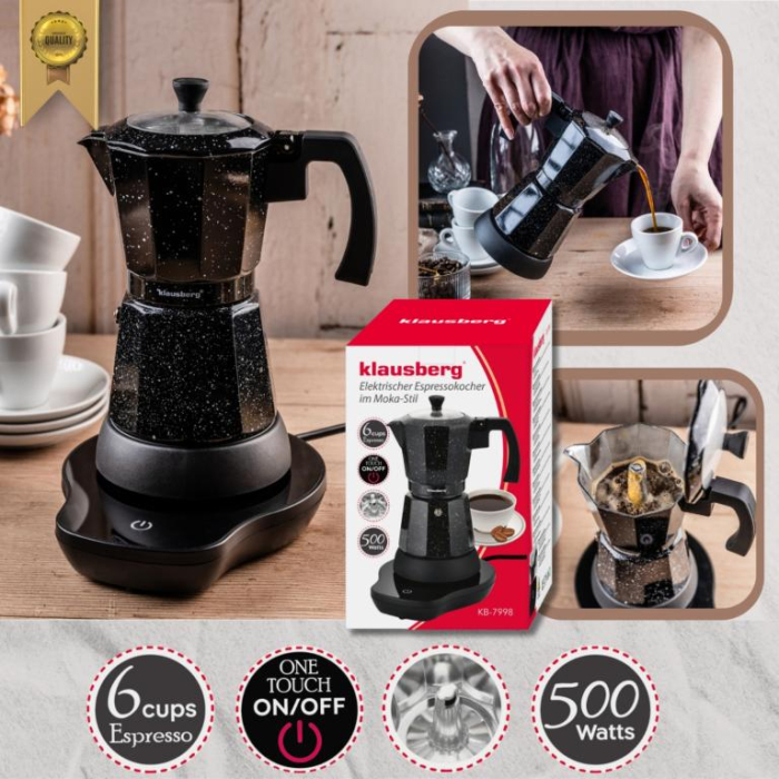 Aparat cafea espresso electric moka 500W 6 cesti cu incalzire integrata (KB-7998) [8]