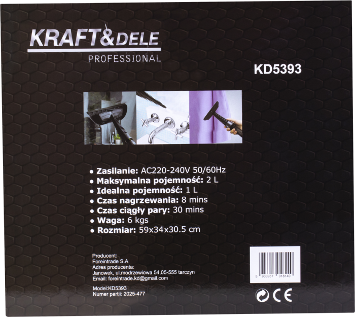 Aparat de curatat cu abur, 2500W 2L + accesorii (KD5393) [14]