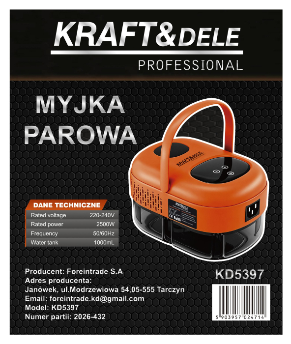Aparat de curatat cu abur 2500W, rezervor 1L (KD5397) [14]