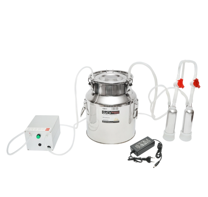 Aparat de muls 60W, 220V cu 1 post si bidon de inox 14L pentru capre si oi (DISGM17) [1]