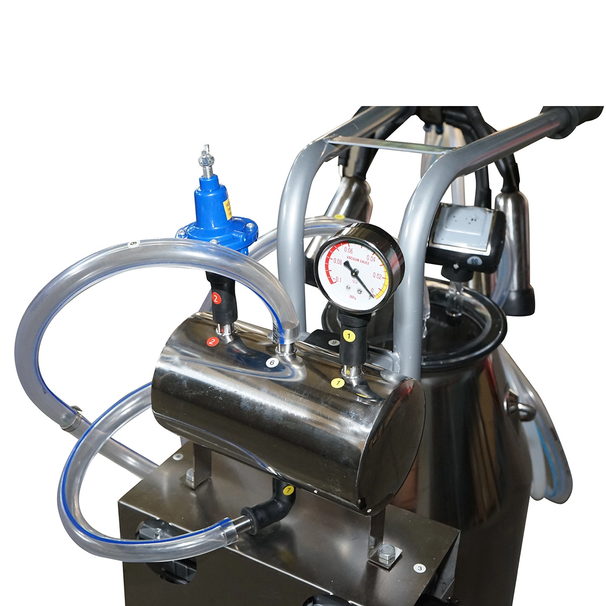 Aparat de muls vaci 1 post 650W, bidon inox 25L, grup de muls cu 4 mansoane, presiune vid 45-50 kPa, pulsatii 60-80 cpm (DISPK75) [6]