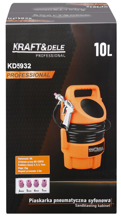 Aparat de sablat pneumatic 10L curata rugina vopsea +pistol + 4 duze (KD5932) [10]