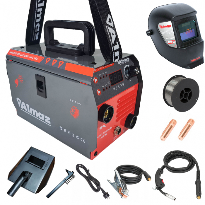 Aparat invertor de sudura MIG 180 + masca automata + sarma fara gaz electrozi (AZ-ES047+M+F) [1]