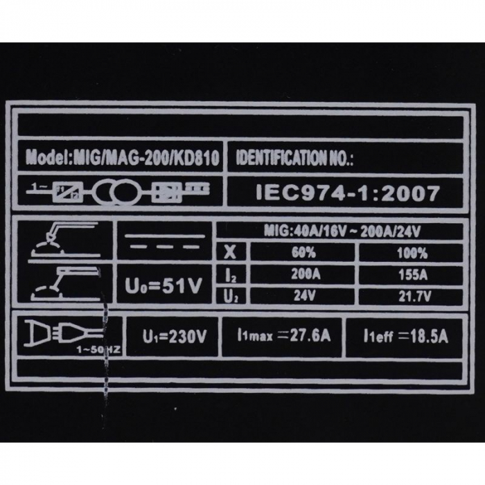 Aparat, invertor de sudura MIG 200A sarma fara gaz + 2 role + accesorii (KD810+2F) [7]