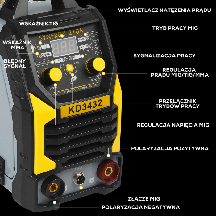 Aparat Invertor de sudura MMA, Lift-TIG, 210A, 0,6-1,2mm sarma flux (KD3432) [12]