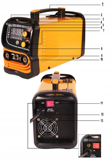 Aparat, invertor sudura MIG MMA 250A sarma flux fara gaz (KD1875) [3]