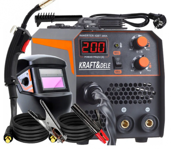 Aparat invertor sudura MIG MMA 200A electrozi sarma flux fara gaz + Masca sudura cu inchidere automata (KD1788+V75207) [1]
