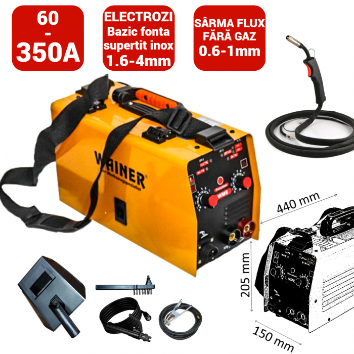 Aparat invertor sudura MIG MMA 350A electrozi sarma flux fara gaz (WM8) [3]