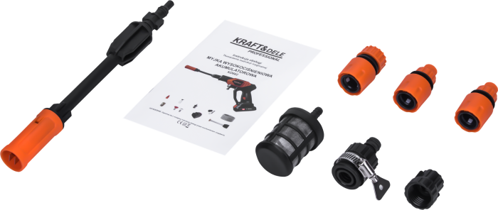 Aparat masina pistol de spalat cu presiune cu acumulator baterii 2x4Ah 20V 60bar + accesorii (KD662) [6]