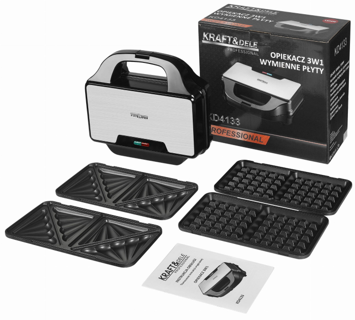 Aparat sandwich 3 in 1, 1500W, placi interschimbabile pentru wafe, toast si grill (KD4133) [2]