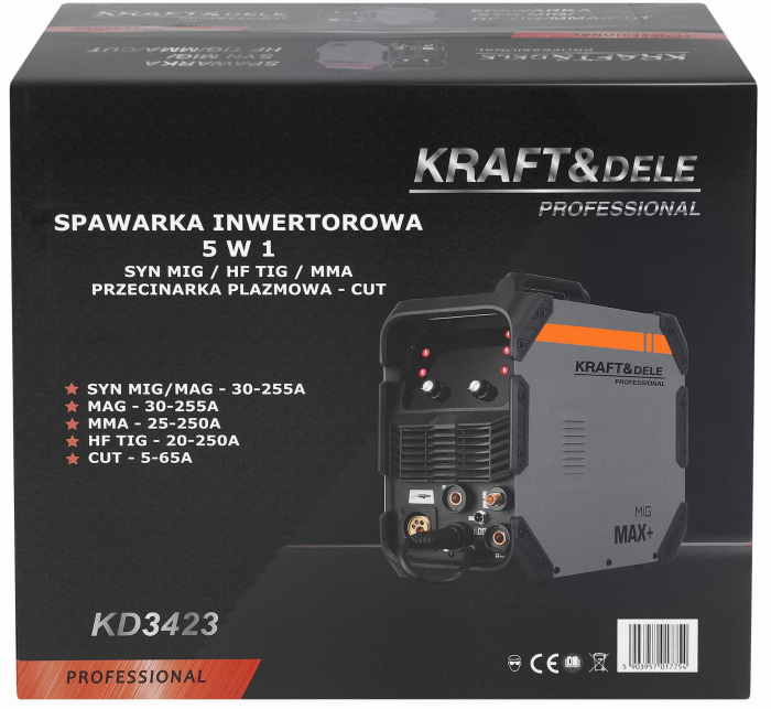 Aparat sudura 5 in 1 255A – MIG, MAG, MMA, TIG și tăietor cu plasmă (KD3423) [36]