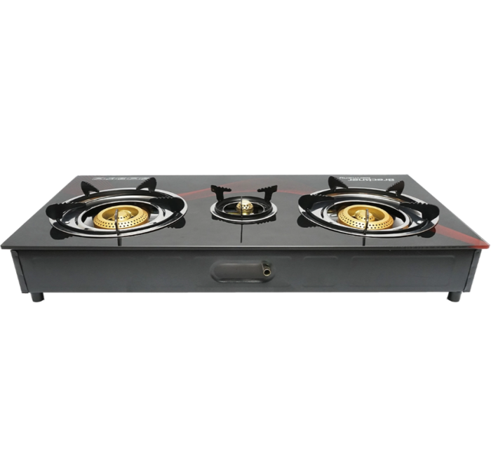 Aragaz, plita cu 3 arzatoare din fonta 2.5KW, sticla securizata 700x380x94mm DISMM71 (BK78954) [4]