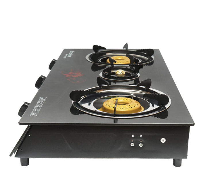 Aragaz, plita cu 3 arzatoare metalice 2.5KW, sticla securizata 700x380x94mm DISMM74 (BK78957) [3]