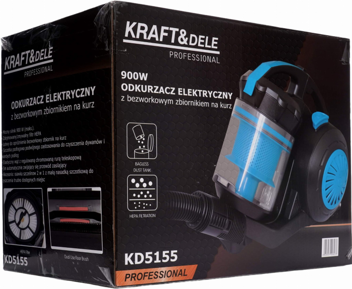 Aspirator fara sac 900W cu tehnologie ciclonic si filtru HEPA pentru curatare eficienta  (KD5155) [32]