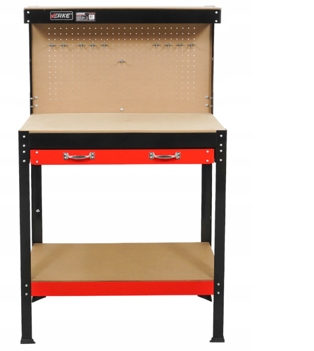 Banc de lucru metalic cu dulap extensibil, panou perforat si 10 carlige pentru scule (V83271) [7]