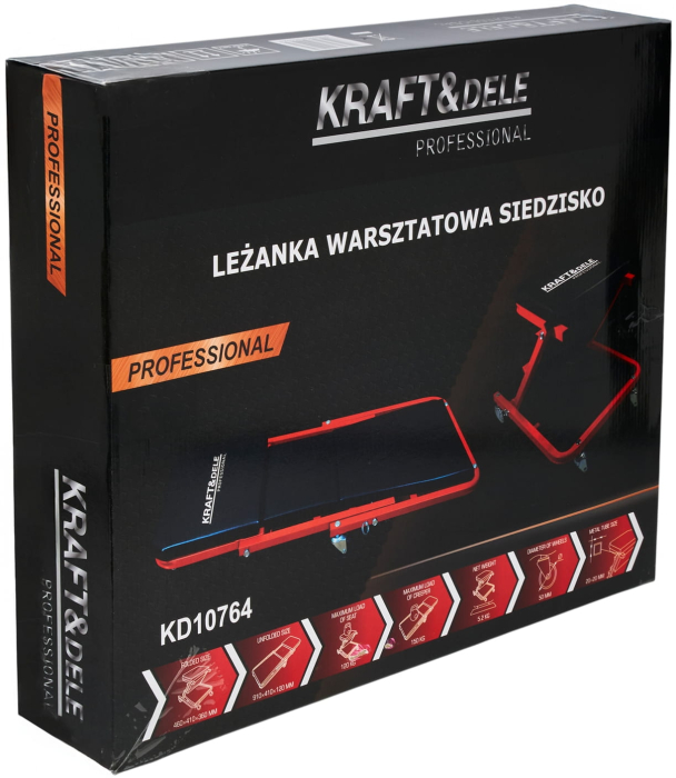 Banca atelier 2 in 1 tip sezlong si scaun, 6 roti pivotante, cadru metalic, 150 kg (KD10764) [19]