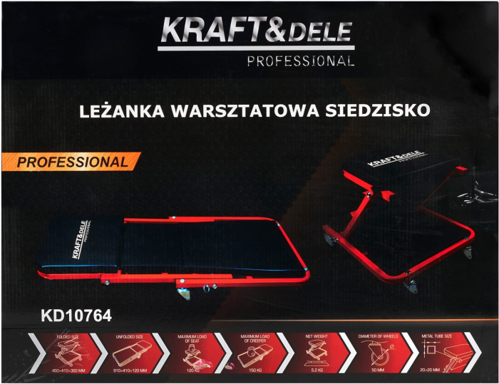 Banca atelier 2 in 1 tip sezlong si scaun, 6 roti pivotante, cadru metalic, 150 kg (KD10764) [18]