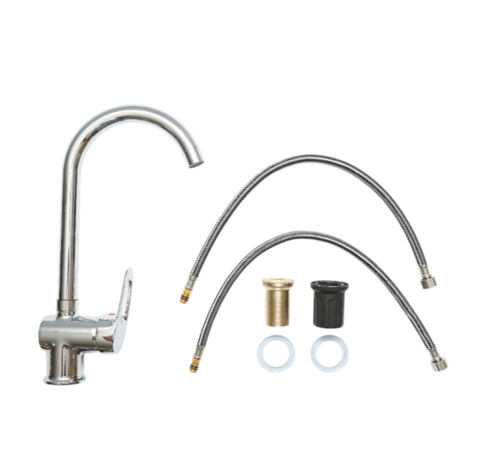 Baterie chiuveta bucatarie rotativa monocomanda, cartus ceramic, crom lucios (DISSY39) [2]