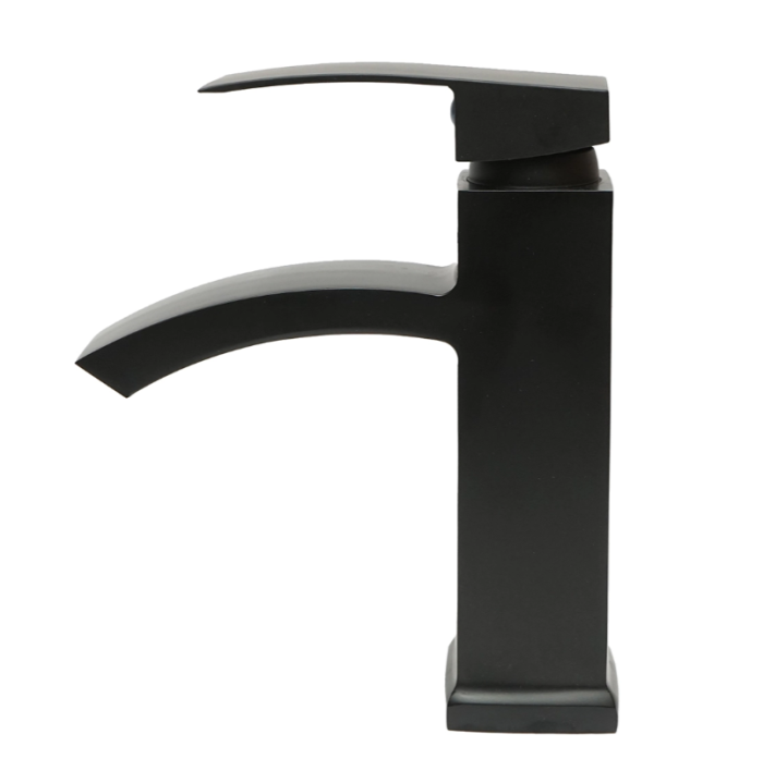 Baterie lavoar tip cascada, monocomanda, finisaj negru mat, aliaj zinc, accesorii incluse (DISPM64) [2]