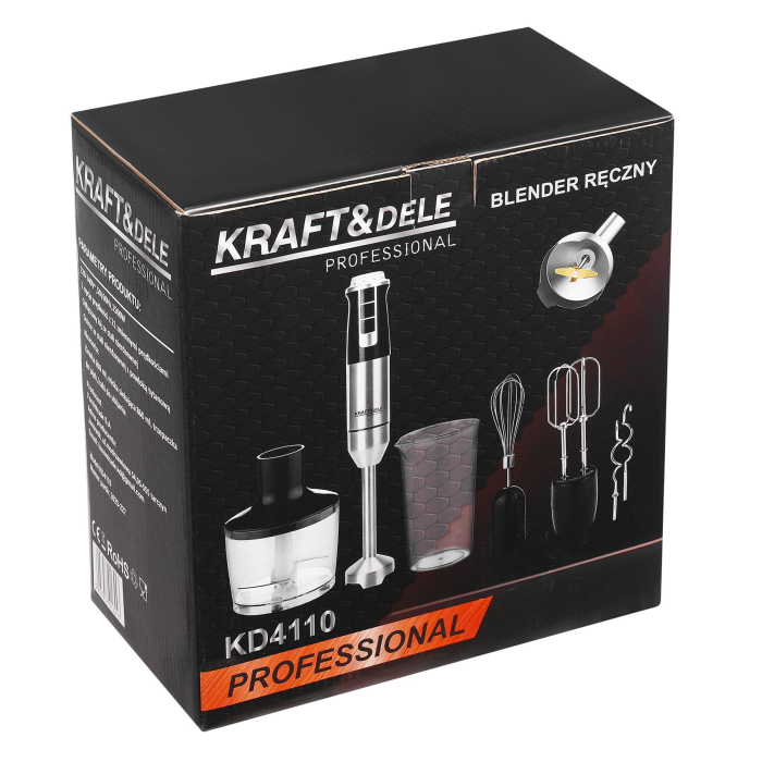 Blender de mana 1500W multifunctional cu doua trebe de viteza Turbo 2 lame otel inoxidabil tocator recipient + accesorii (KD4110) [7]