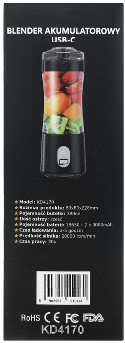 Blender portabil fara fir USB-C 380ML negru 2x3000mAh (KD4170) [13]