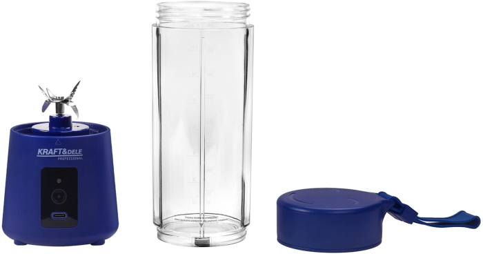 Blender portabil fara fir USB-C 400ML albastru 2x3000mAh (KD4174) [8]