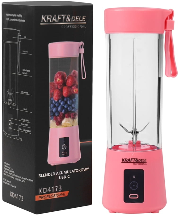 Blender portabil fara fir USB-C 400ML roz 2x3000mAh (KD4173) [9]