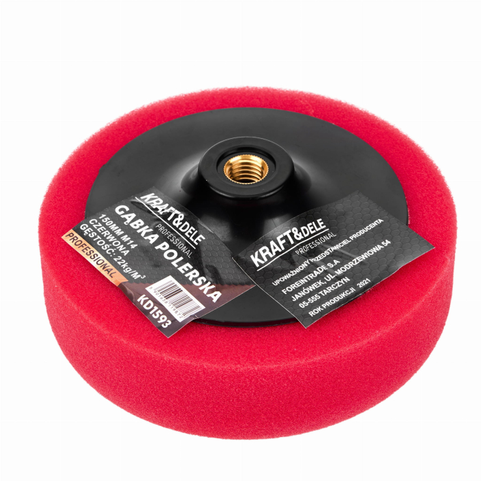 Burete pentru lustruit polisat 150mm M14 rosu 22 kgm³ (KD1593) [6]