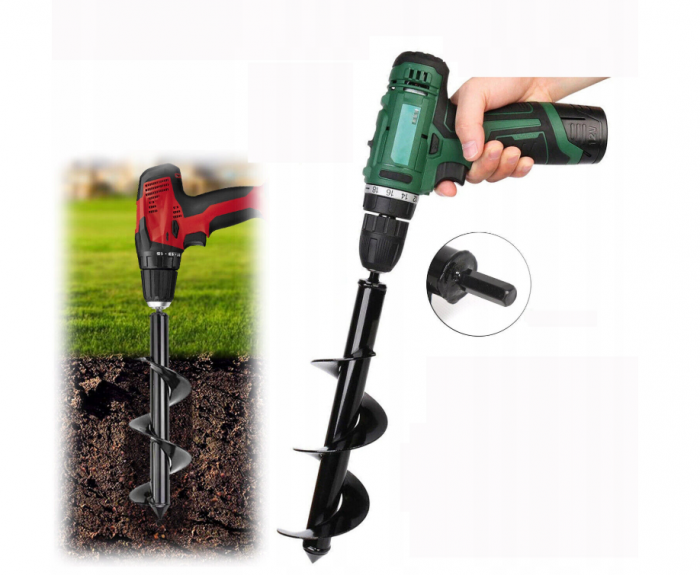 Burghiu foreza pamant 10x60cm pentru aparat gaurit filetanta mini burghiu (S11555) [2]