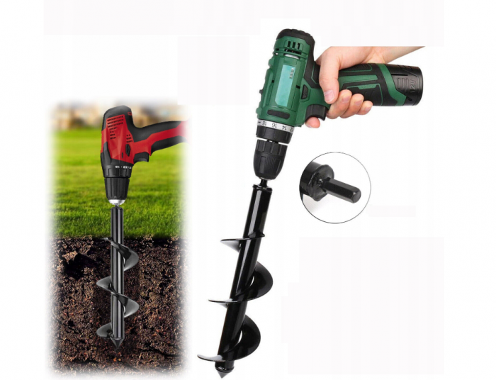 Burghiu foreza pamant 10x80cm pentru aparat gaurit filetanta mini burghiu (S11556) [2]