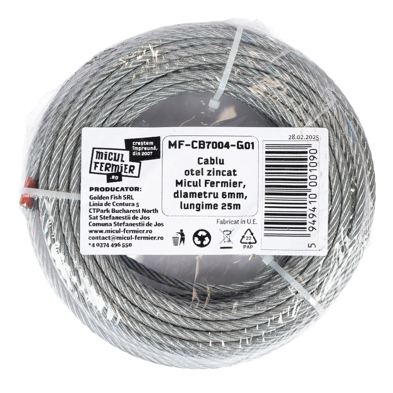 Cablu otel zincat 25 m diametru 6 mm pentru tractare si uz general (MF-CB7004-G01) [2]