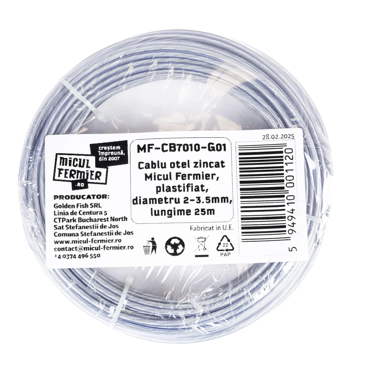 Cablu otel zincat plastifiat 25 m diametru 2-3.5 mm pentru tractare si uz general (MF-CB7010-G01) [2]