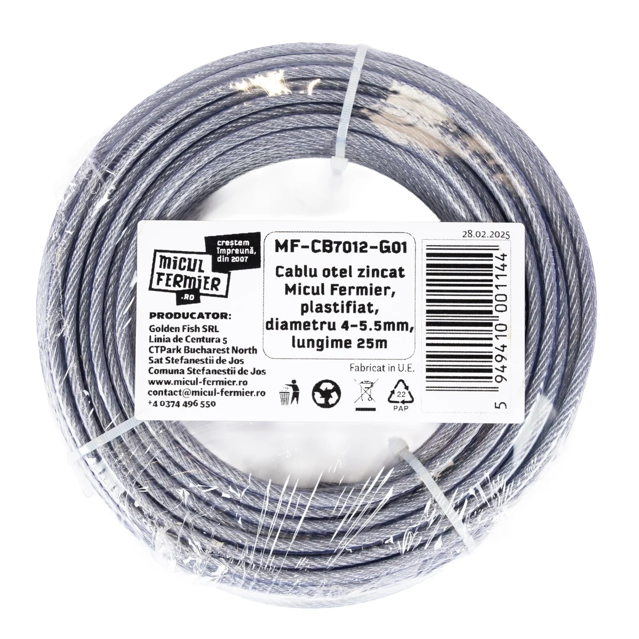 Cablu otel zincat plastifiat 25 m diametru 4-5.5 mm pentru tractare si uz general (MF-CB7012-G01) [2]