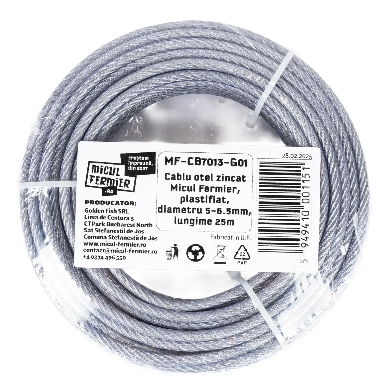 Cablu otel zincat plastifiat 25 m diametru 5-6.5 mm pentru tractare si uz general (MF-CB7013-G01) [3]