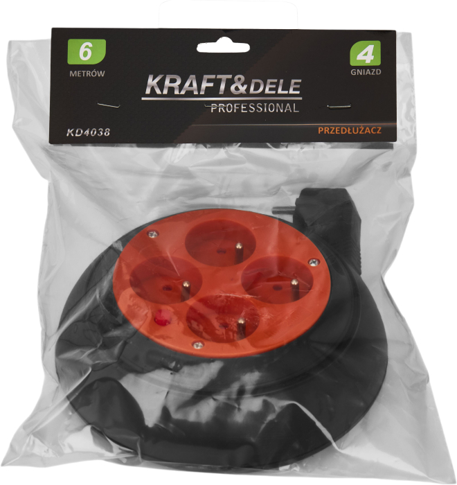 Cablu prelungitor retractabil 6m 4 prize protectie suprasarcina tambur rulare automata (KD4038) [2]