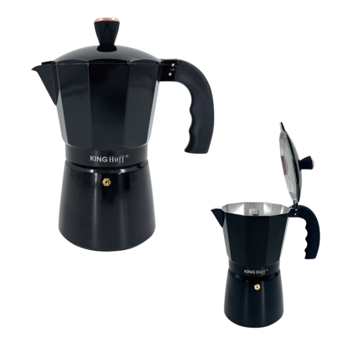 Espressor moka aluminiu negru, 6 cesti (KH-1883) [5]